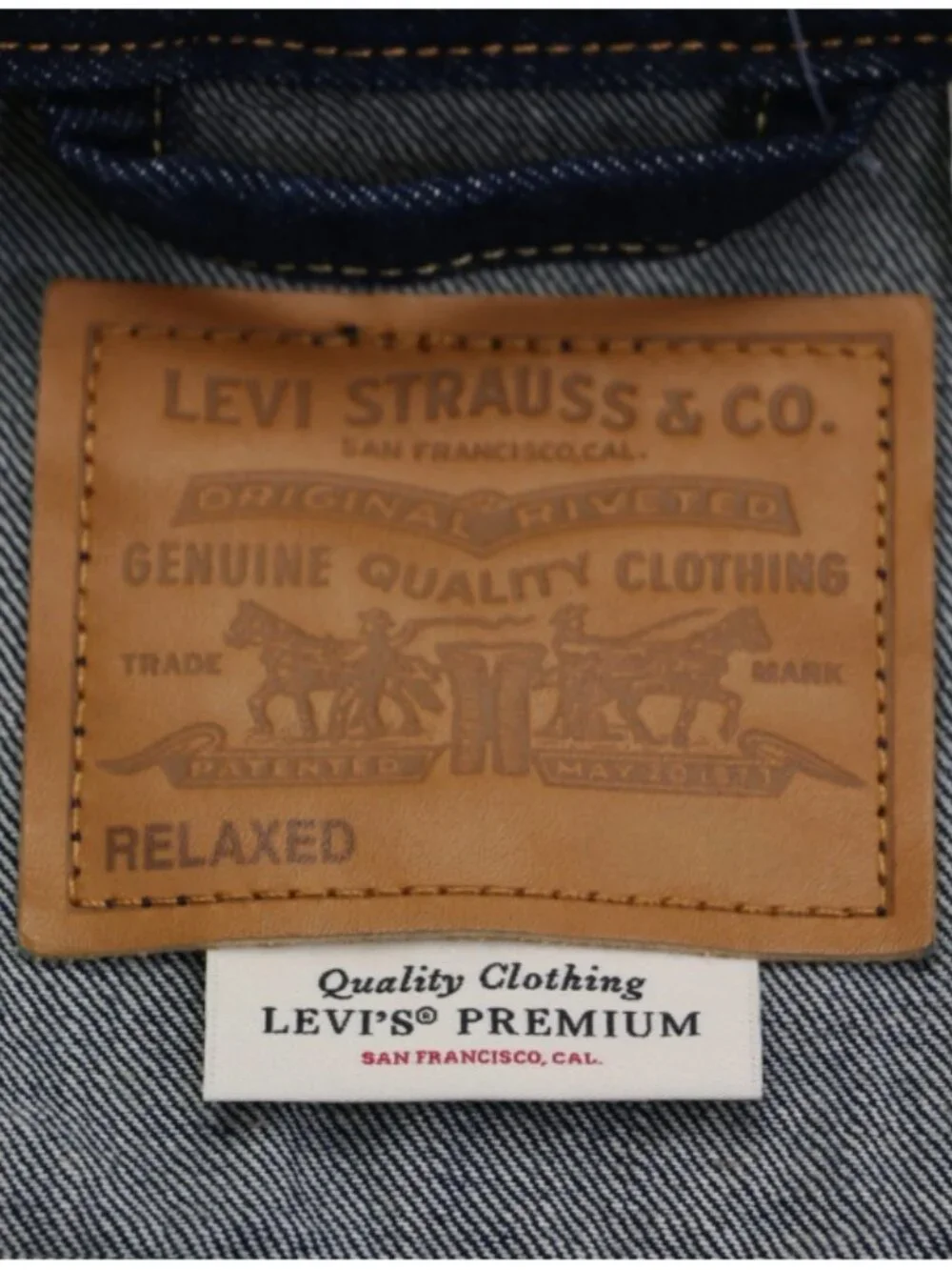 Levi's Premium Men's Trucker Denim Jacket Relaxed Dark Wash 100% Cotton Size XL